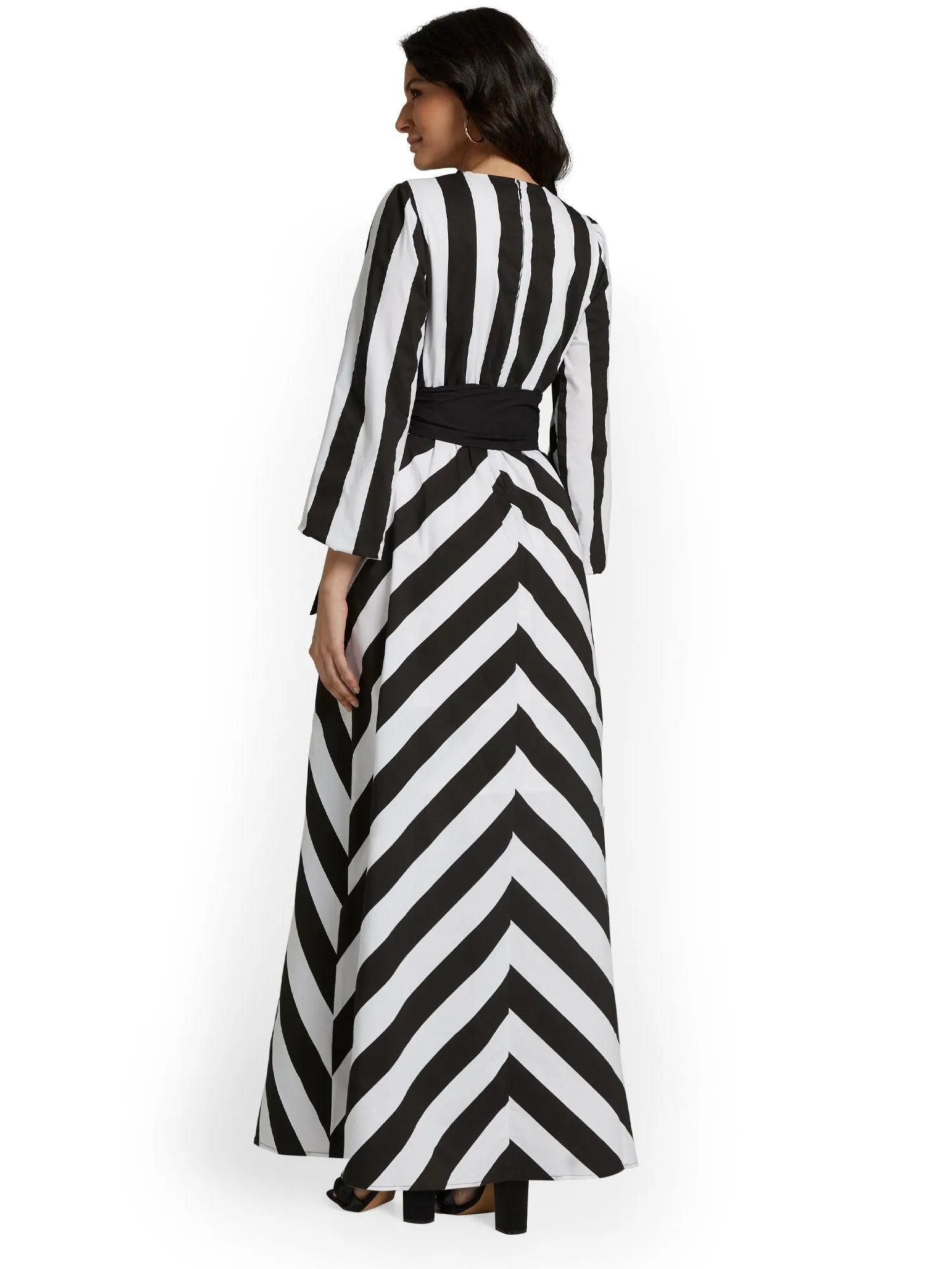 Striped V-Neck Maxi Dress