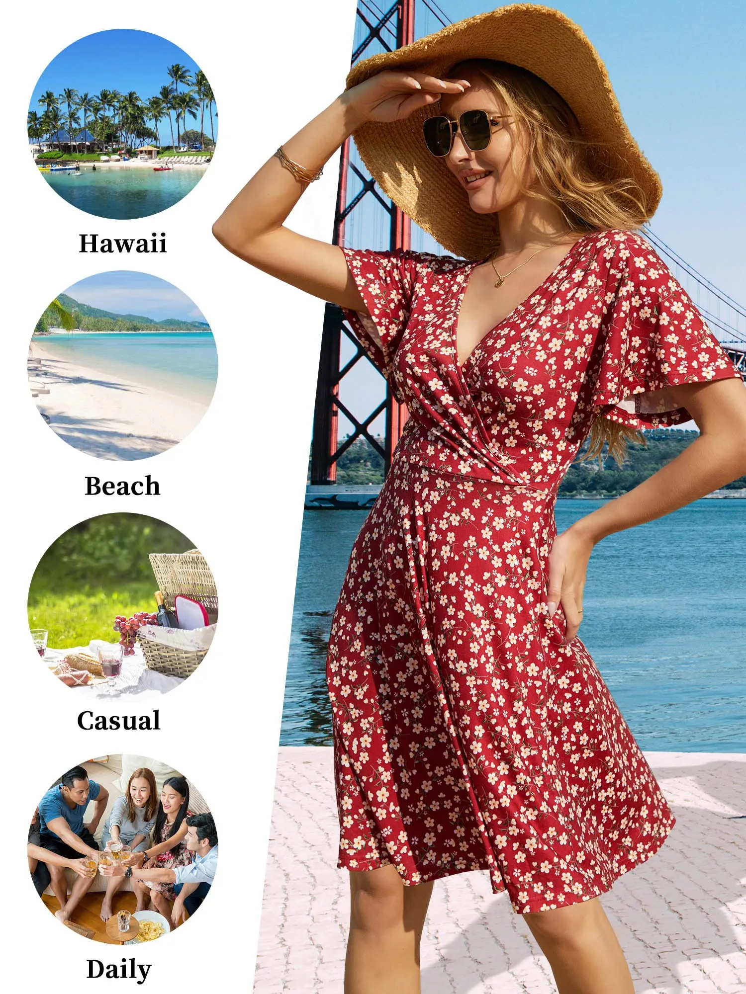 Summer Dresses for Women  Empire Waist Floral Spring Knee Length Dress