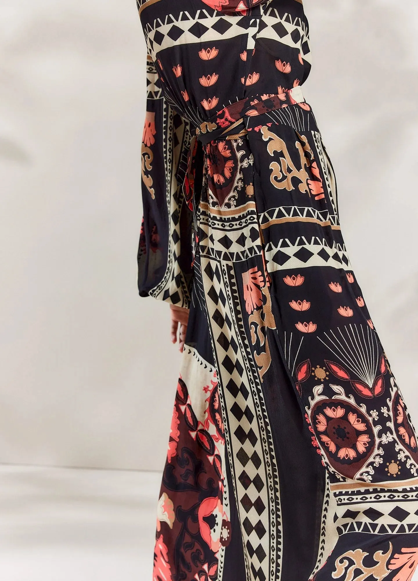 Summum Woman Wrap Printed Maxi Dress - Black