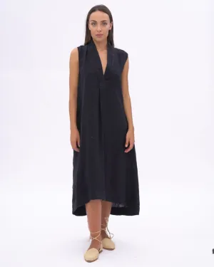 Swan Neck Linen Dress