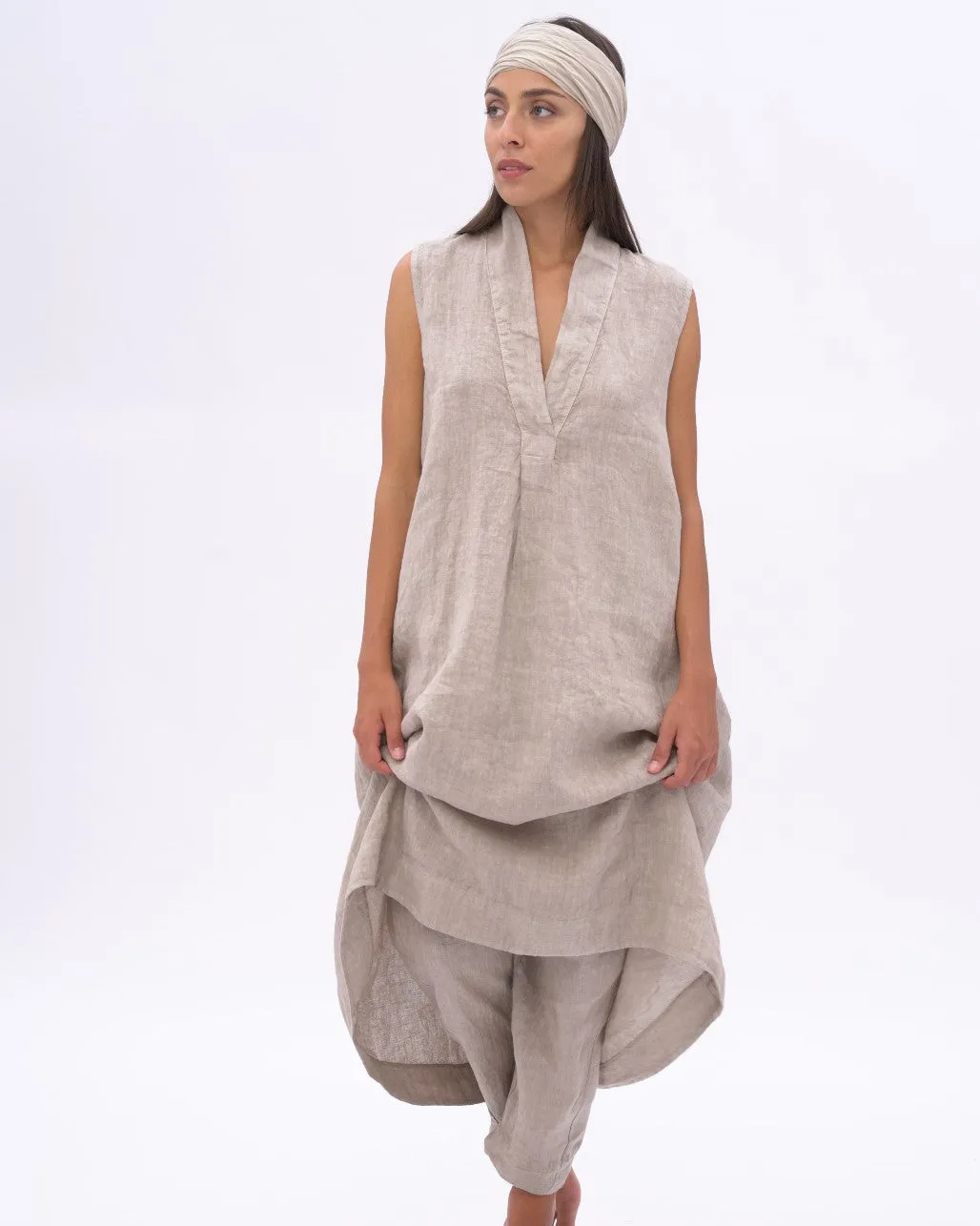 Swan Neck Linen Dress