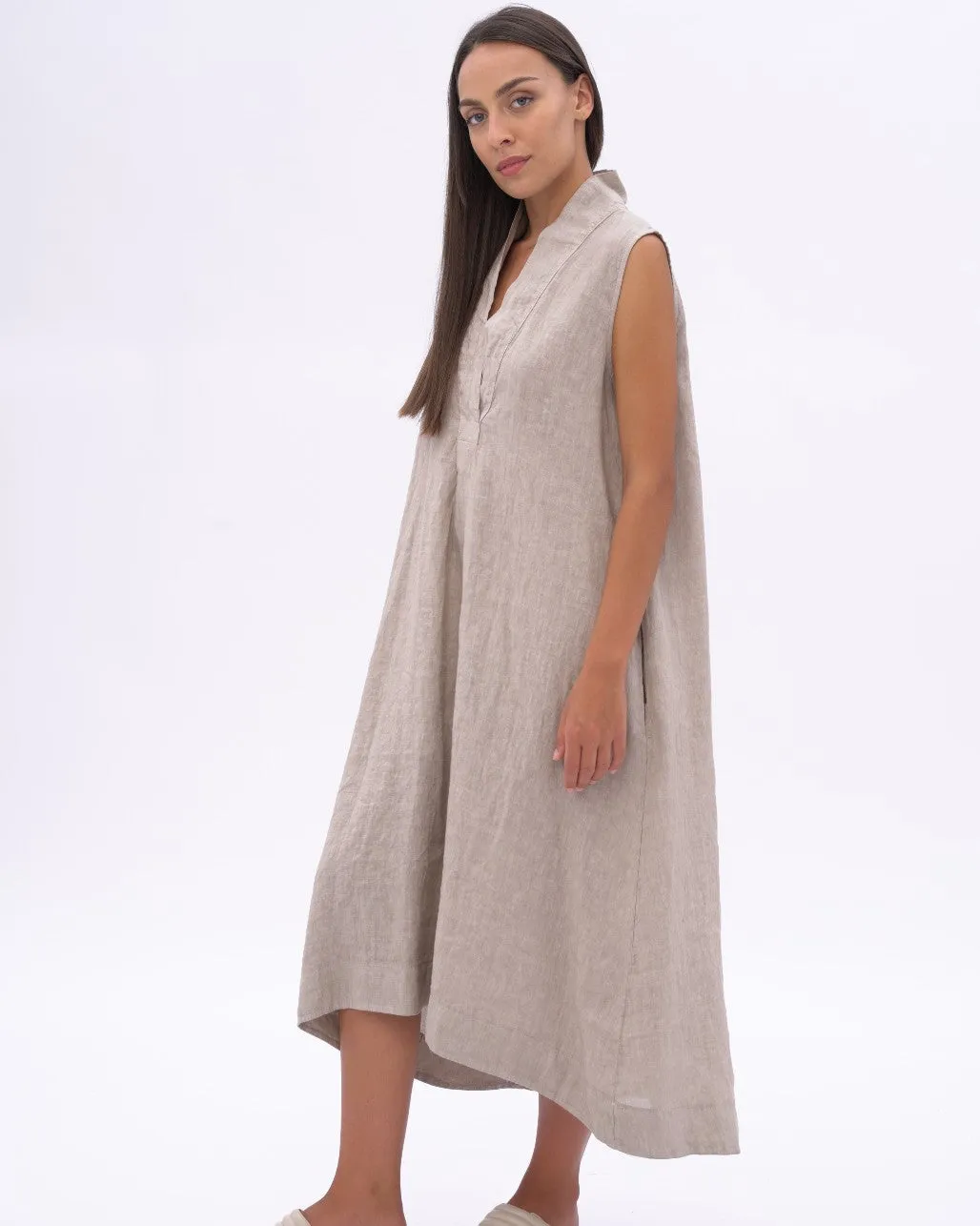 Swan Neck Linen Dress