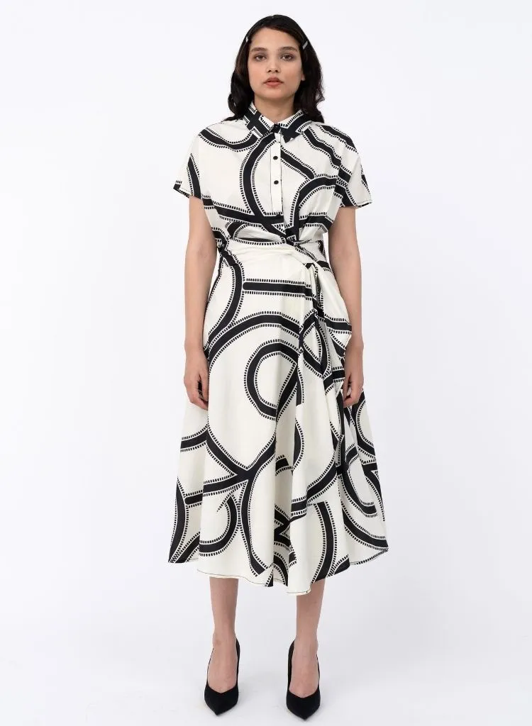 Swirl Print Wrap Dress