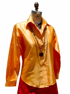 Thai Silk Button Down Shirt Carrot