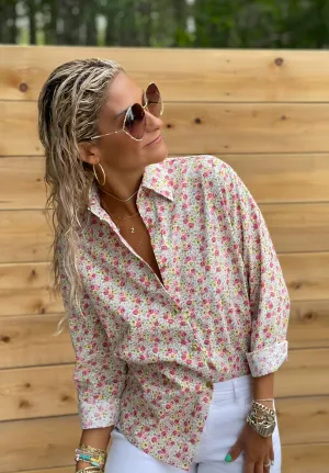 The Boyfriend Shirt in Cream Floral