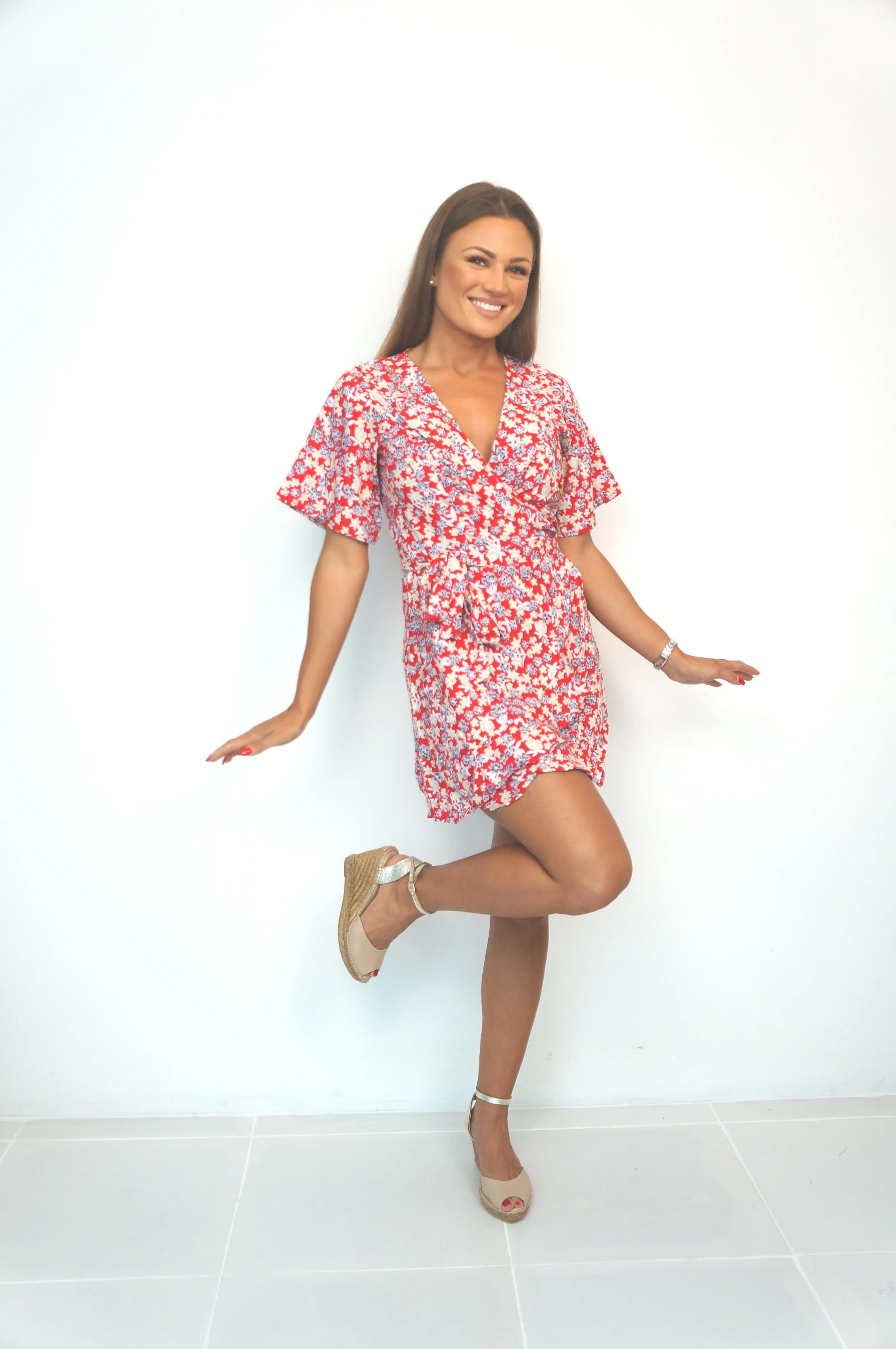 The Flirty Wrap Dress - Lipstick Fields