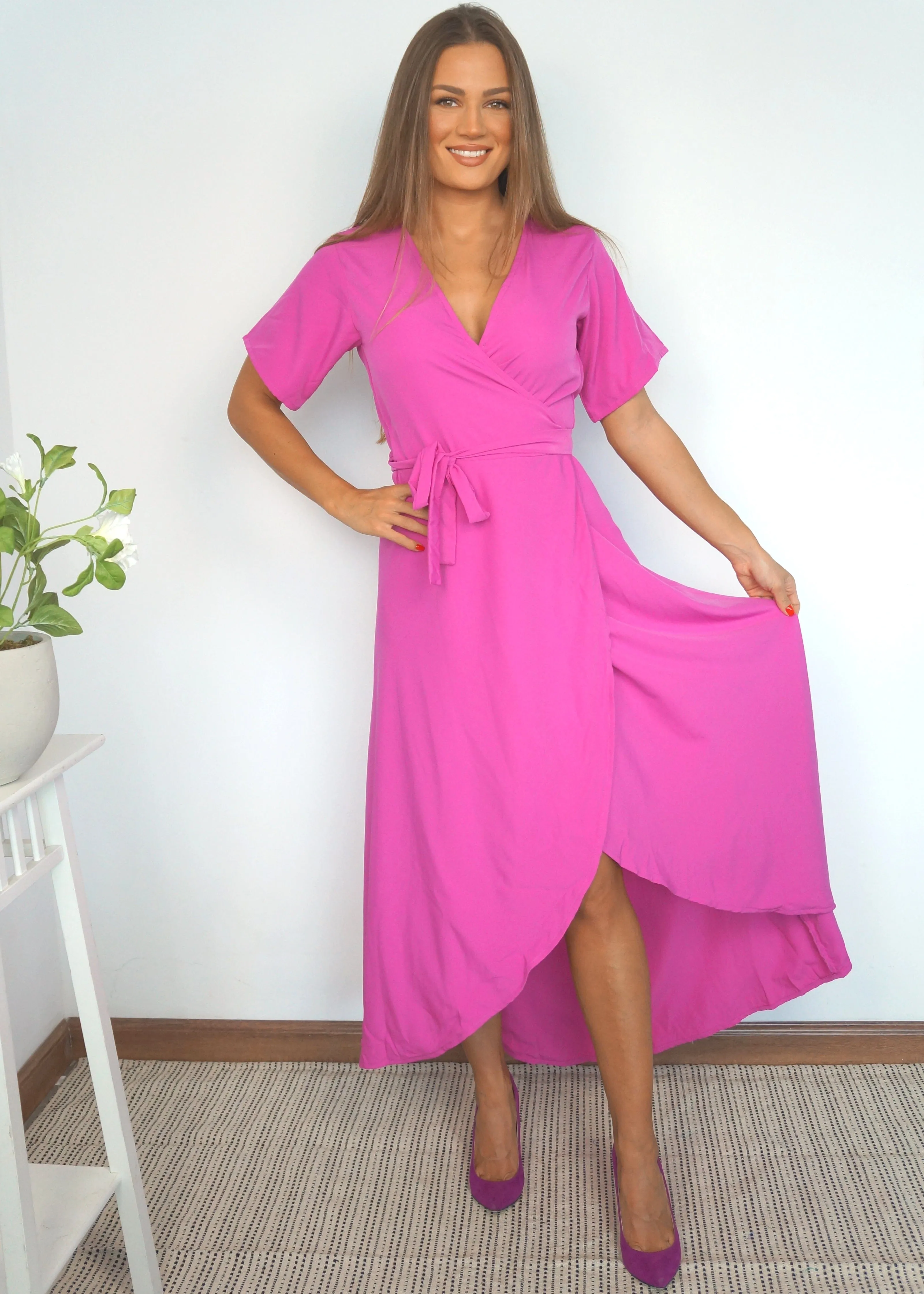 The Maxi Wrap Dress - Blush Pink