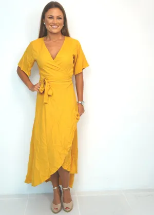 The Maxi Wrap Dress - Classic Mustard