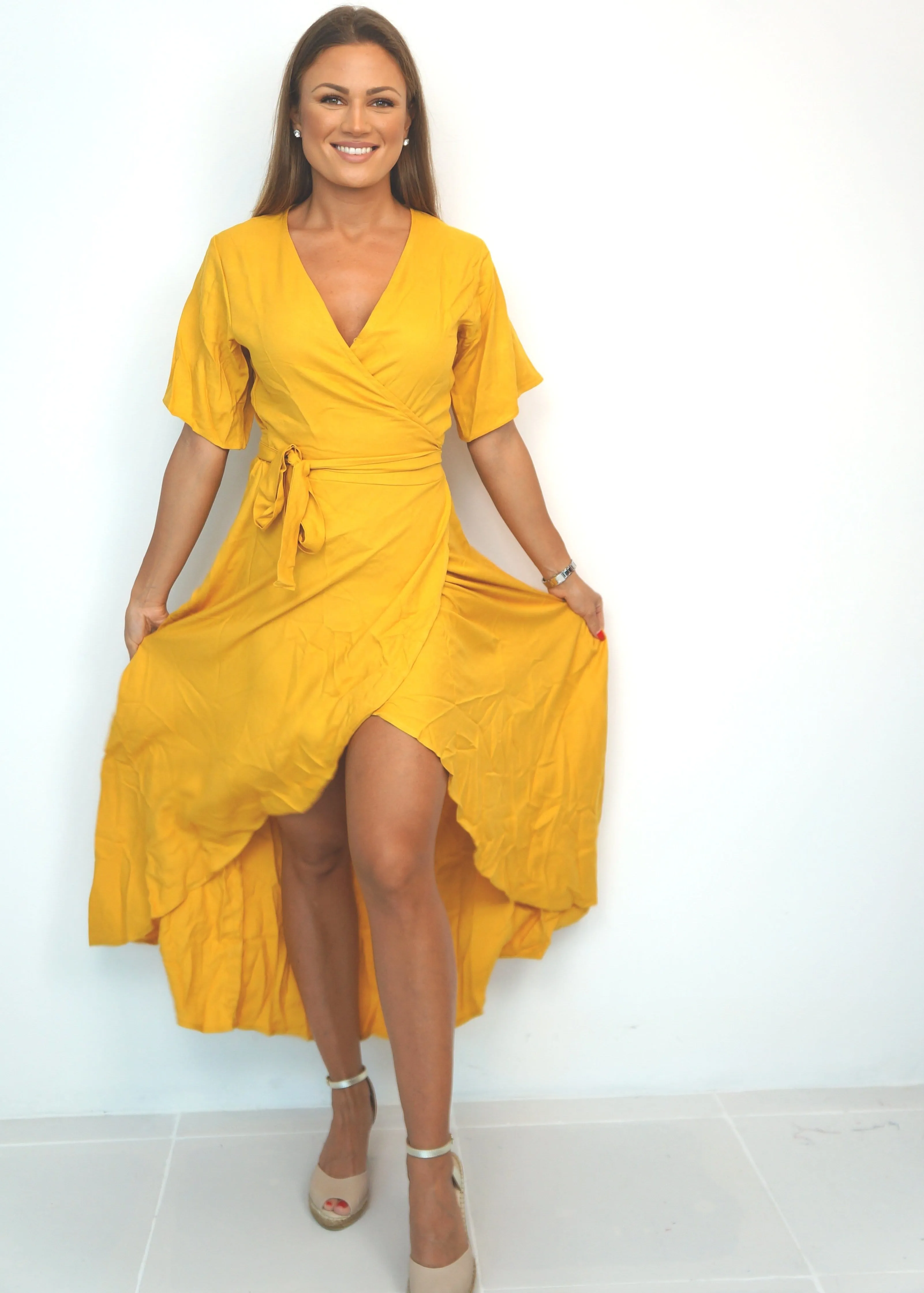 The Maxi Wrap Dress - Classic Mustard