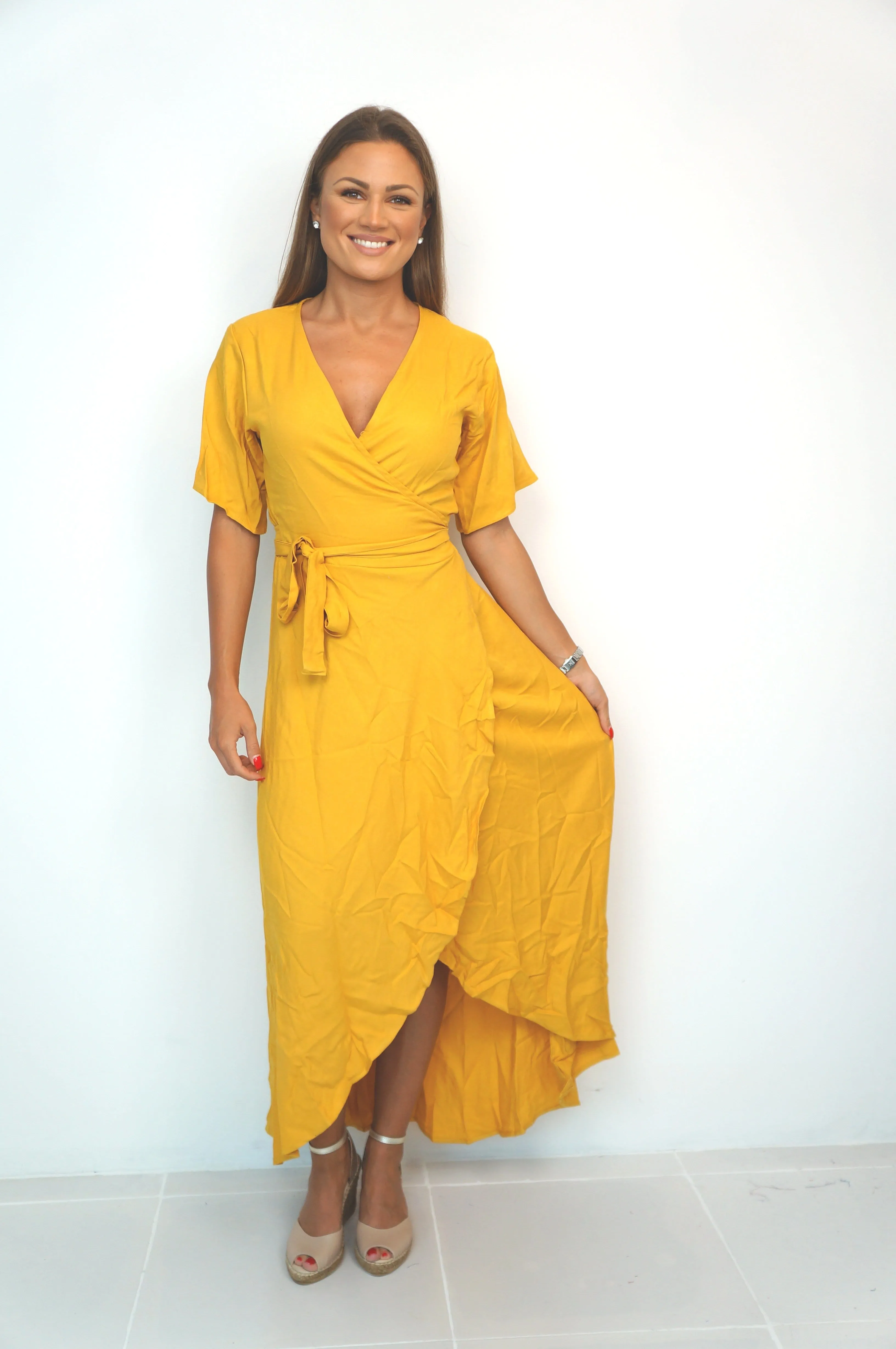 The Maxi Wrap Dress - Classic Mustard