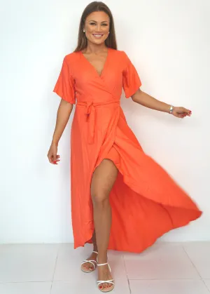 The Maxi Wrap Dress - Holiday Coral