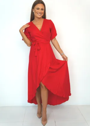 The Maxi Wrap Dress - Mac Red