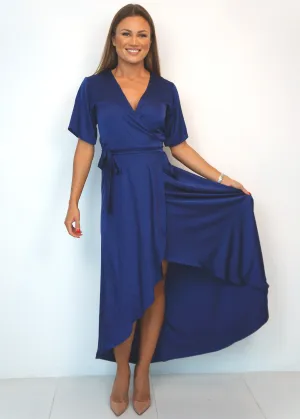 The Maxi Wrap Dress - Perfect Navy Satin