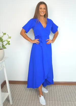 The Maxi Wrap Dress - Royal Blue