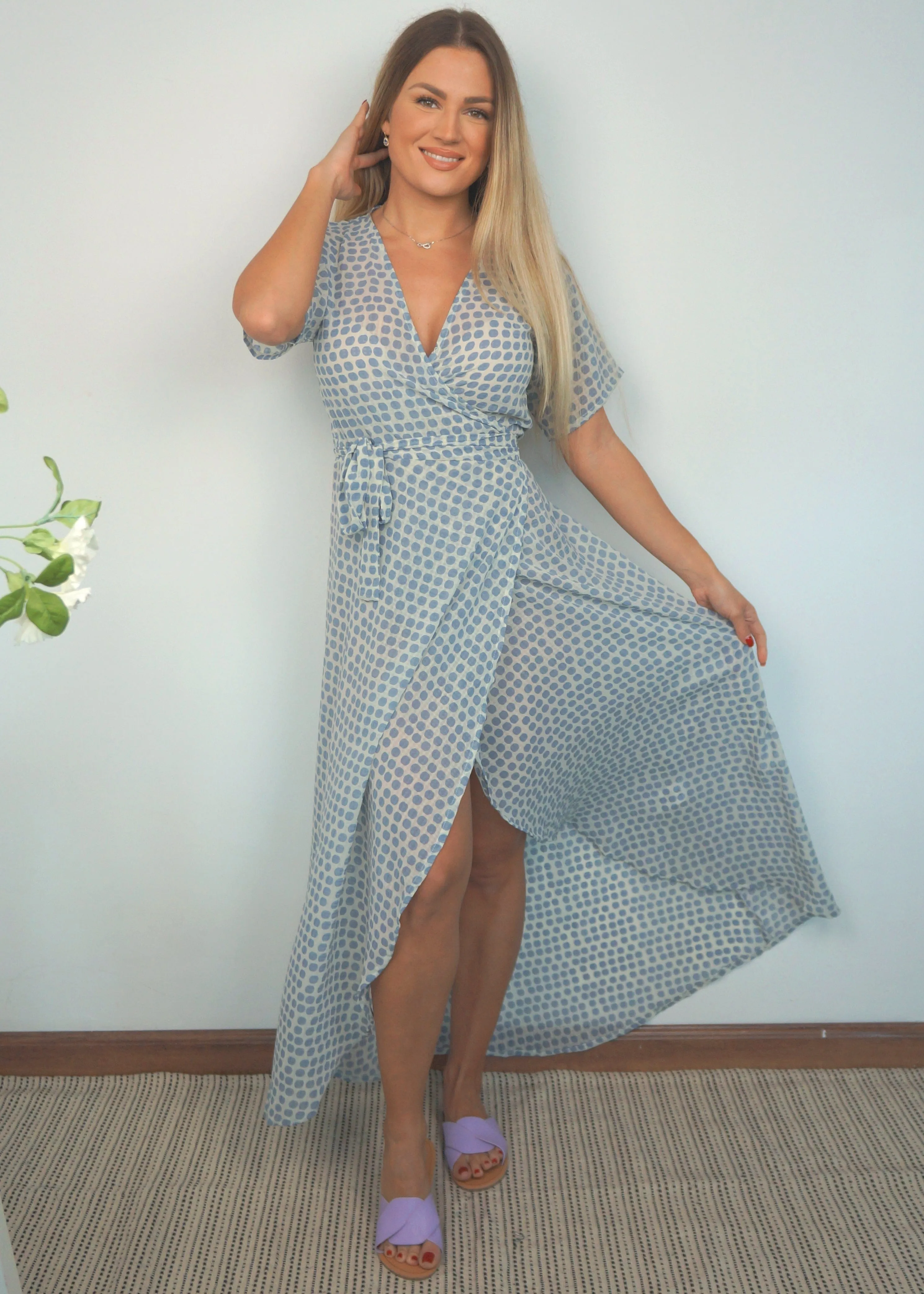 The Maxi Wrap Dress - Santorini Circles