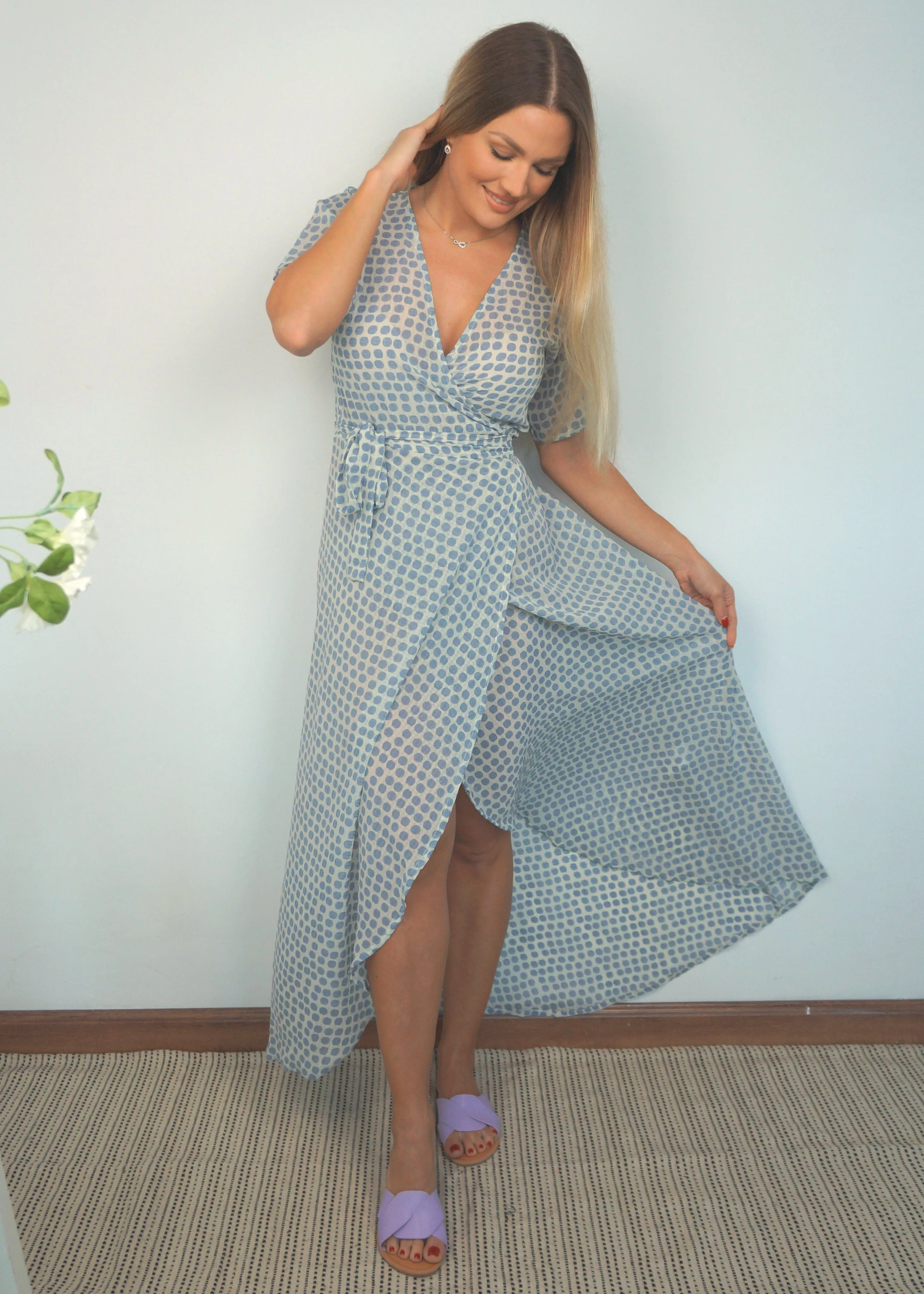 The Maxi Wrap Dress - Santorini Circles