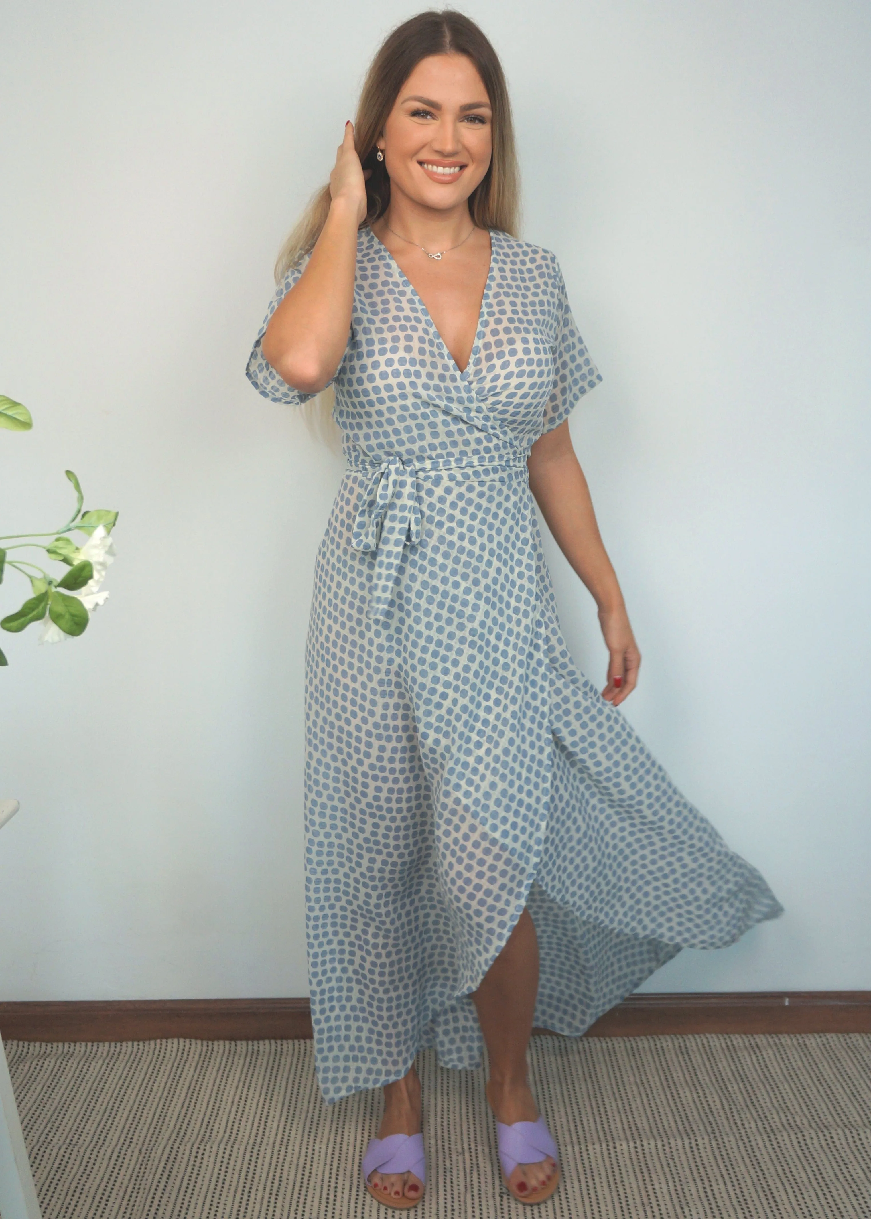 The Maxi Wrap Dress - Santorini Circles