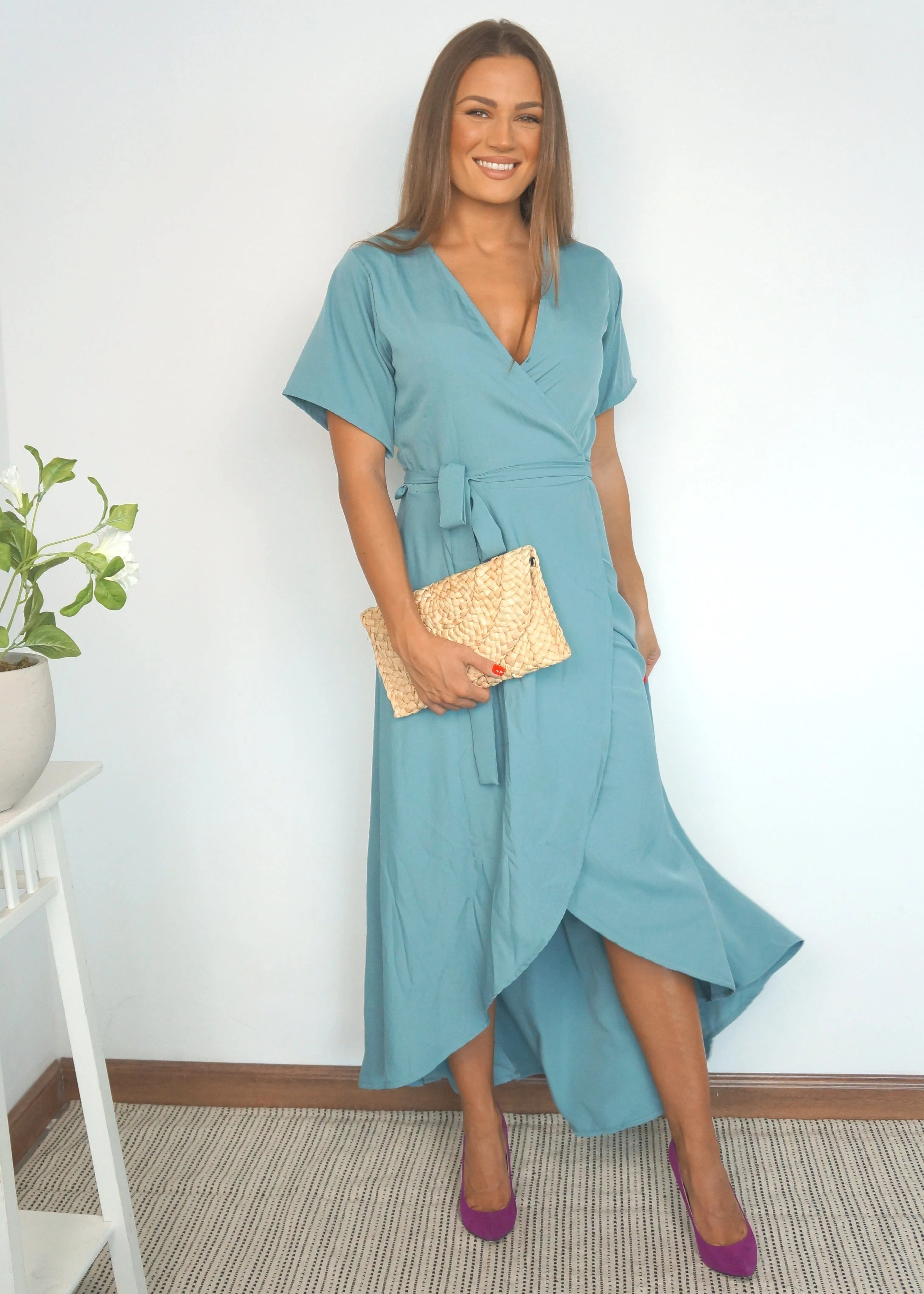 The Maxi Wrap Dress - Slate Khaki