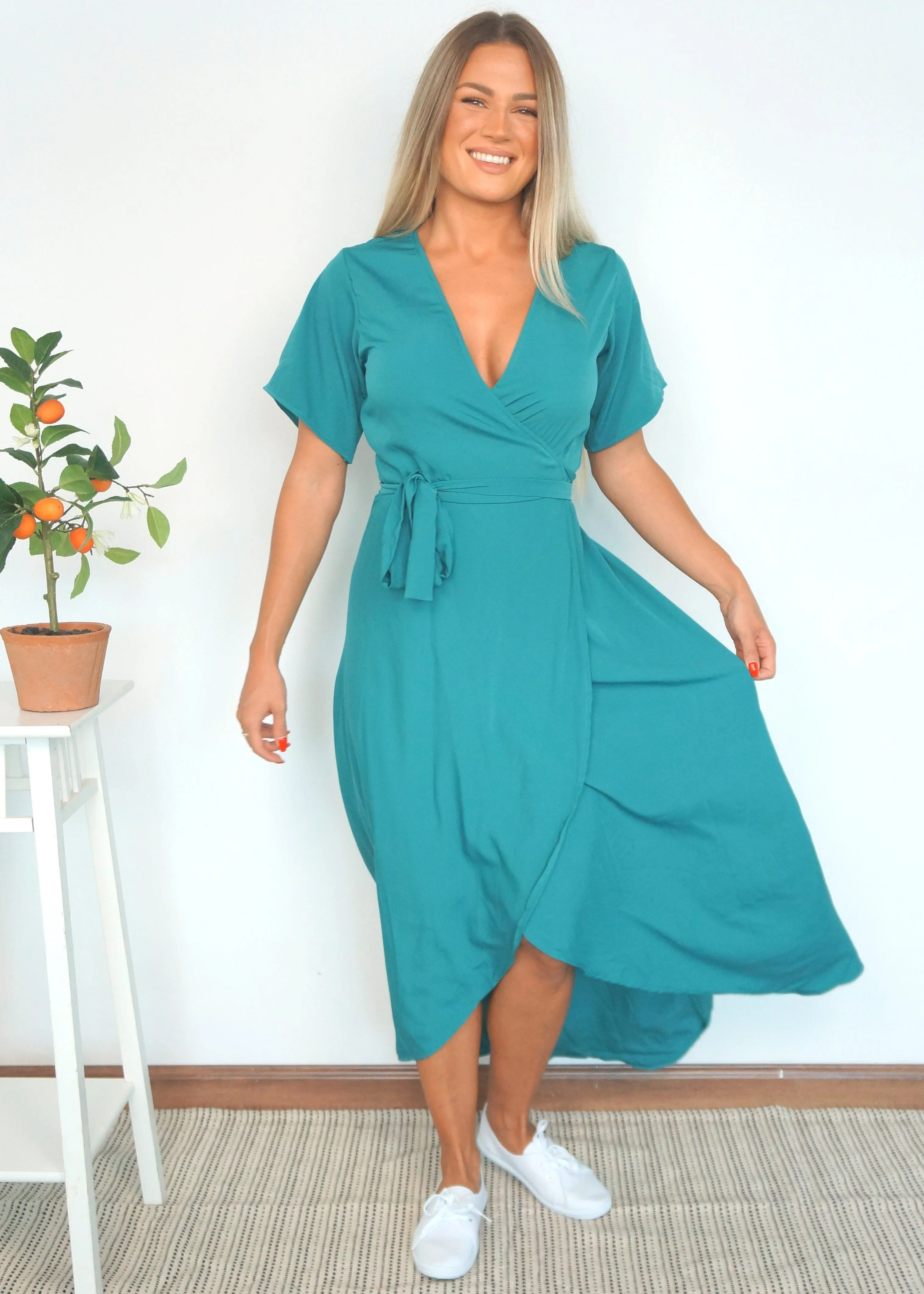 The Maxi Wrap Dress - Summer Teal