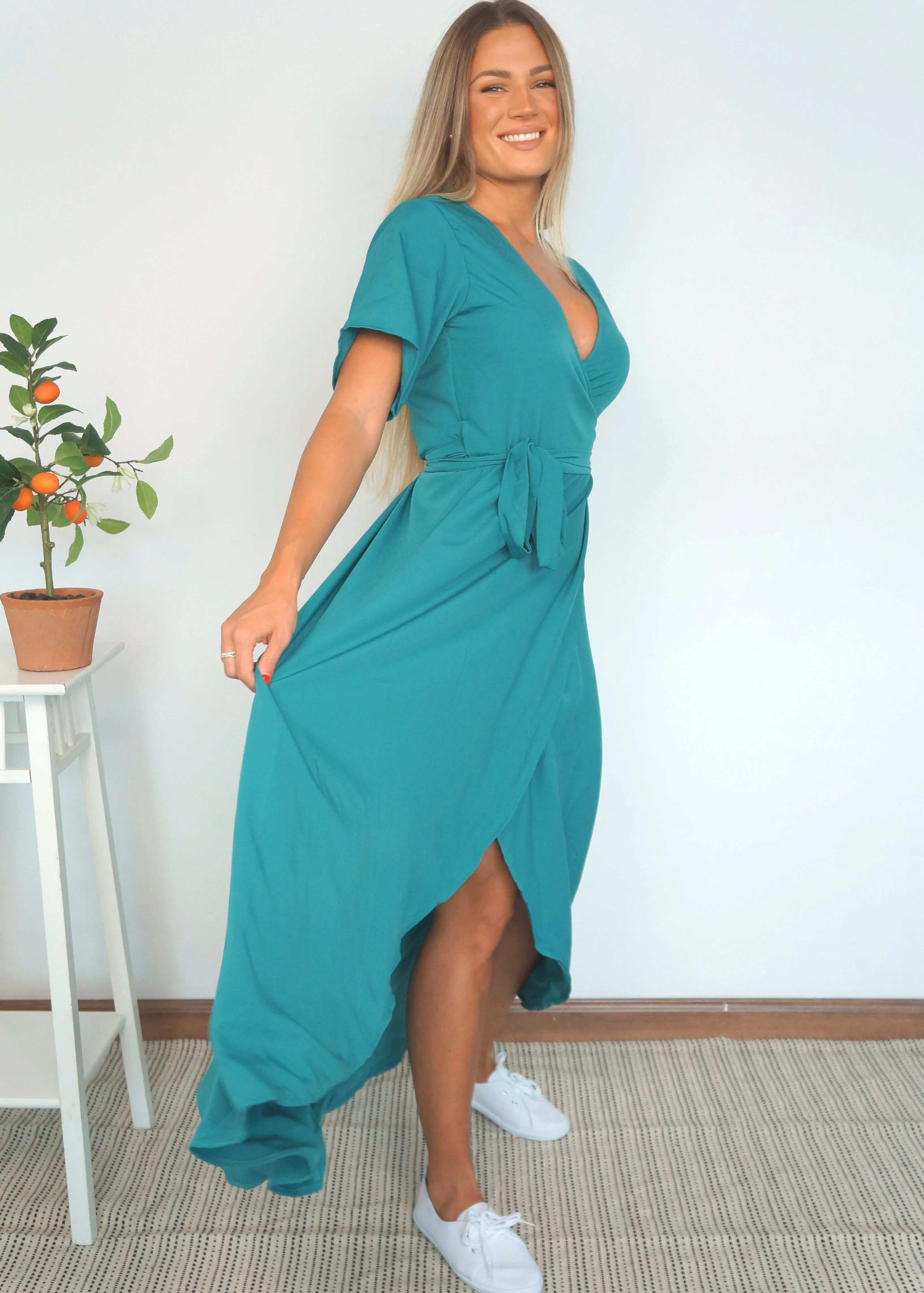 The Maxi Wrap Dress - Summer Teal