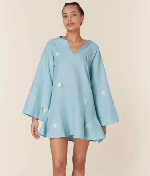 The Serik Mini Dress - Linen - Hydrangea