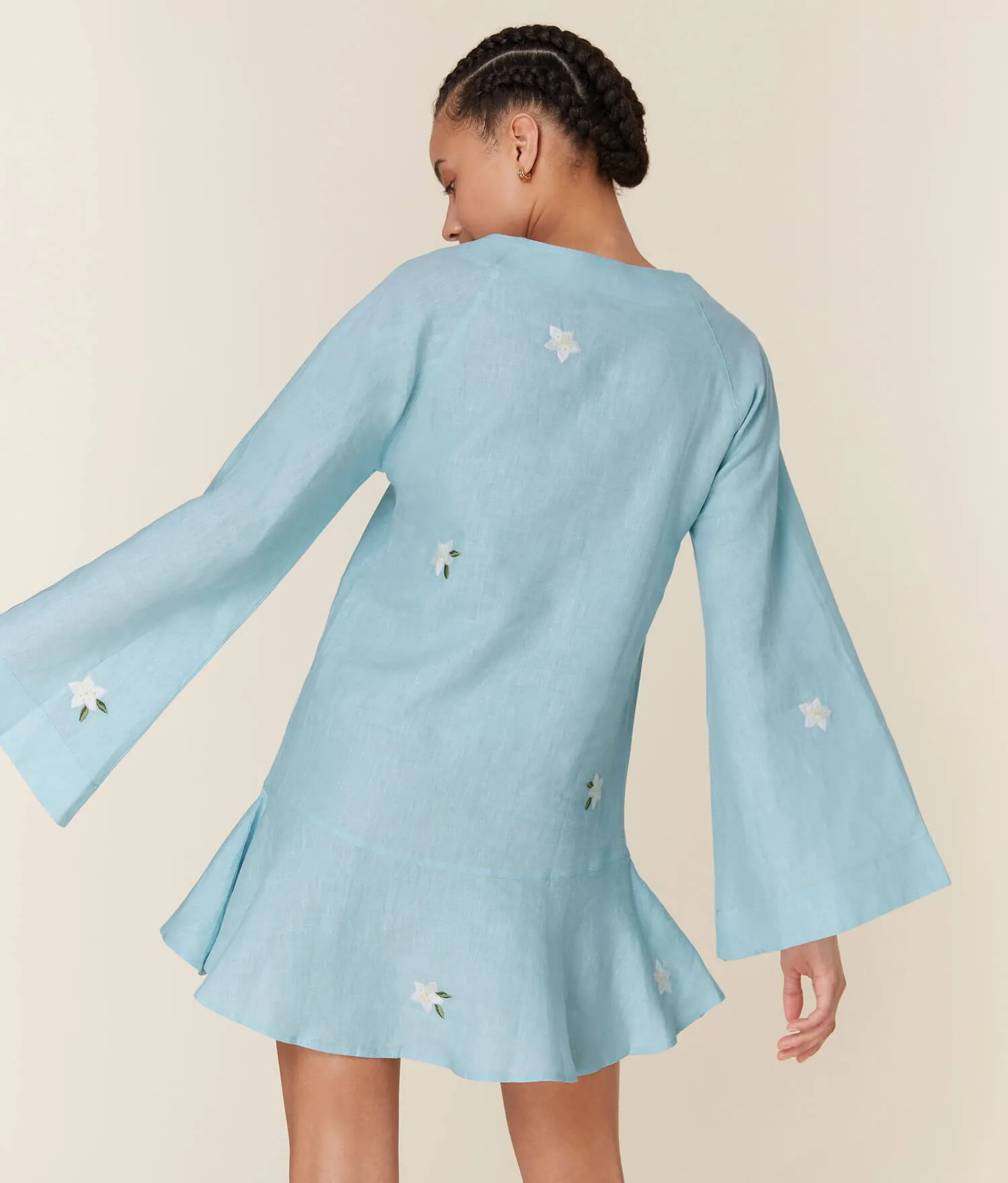 The Serik Mini Dress - Linen - Hydrangea