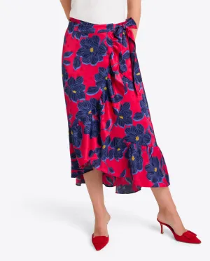 Tie Waist Wrap Skirt in Magnolia Jacquard Dot