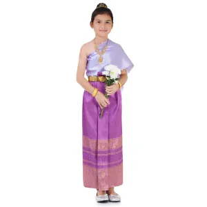 Traditional Chut Thai Girls Dress Purple Elegance