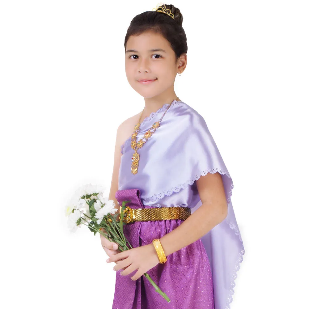 Traditional Chut Thai Girls Dress Purple Elegance