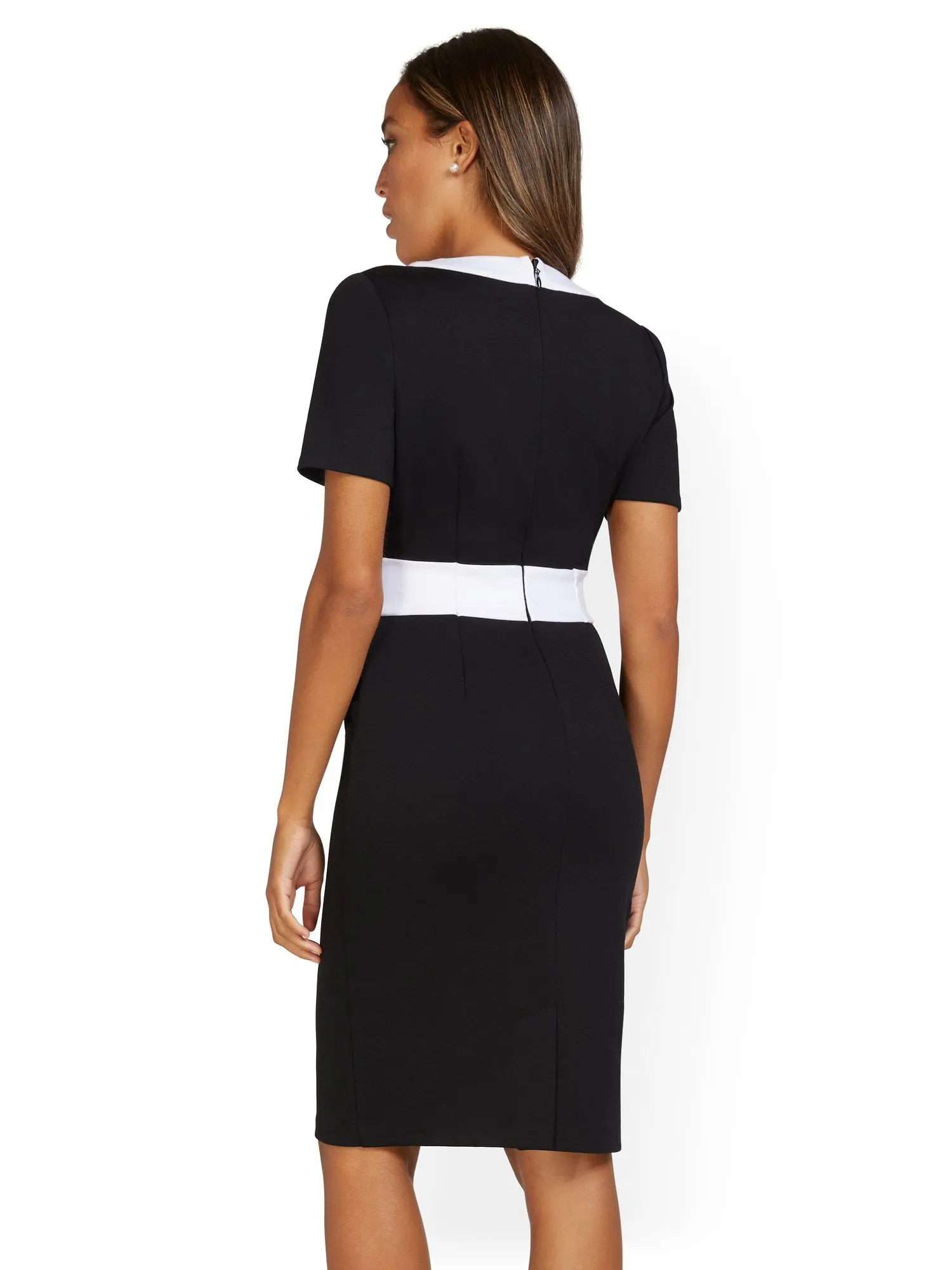 V-Neck Colorblock Ponte Sheath Dress