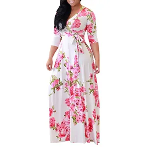 V-Neck Printed Maxi Dress