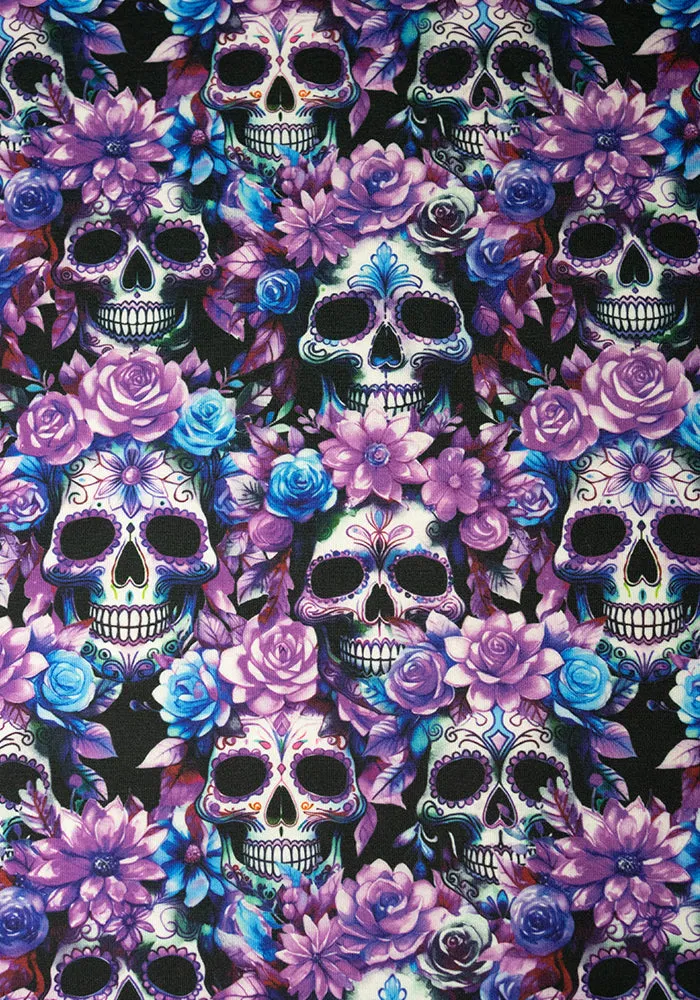 Vex Purple Floral Skull Print Midi Dress