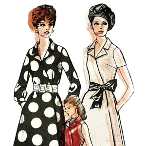 Vintage 1960s Pattern – One-Piece Wrap-over Dress, Midi & Maxi - Bust 34” (86.4cm)