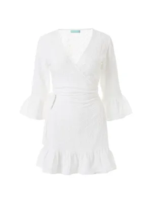 Vogue White Short Belted Wrap Dress