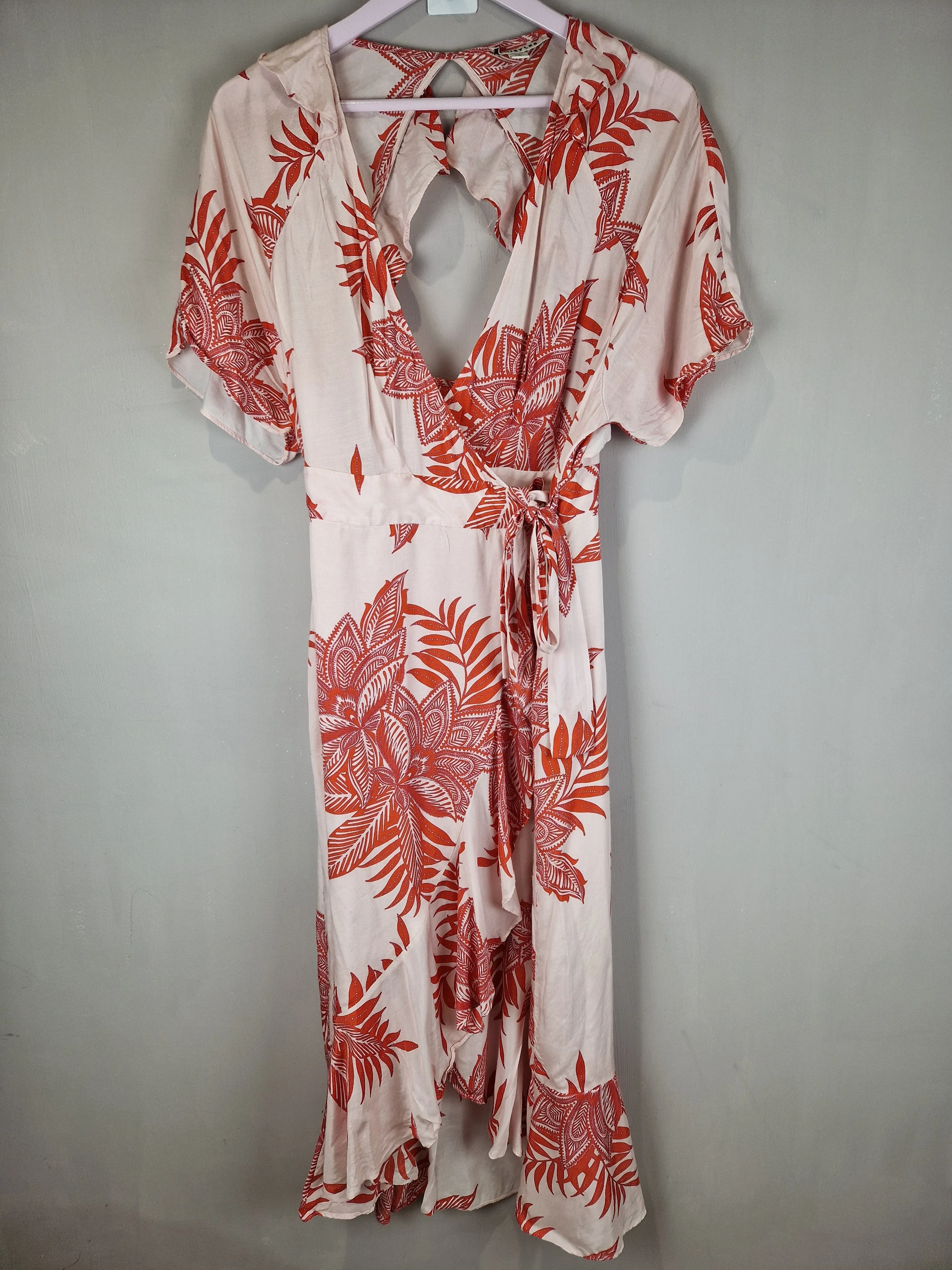 Whistles Palmyra print frill wrap dress - Size 12