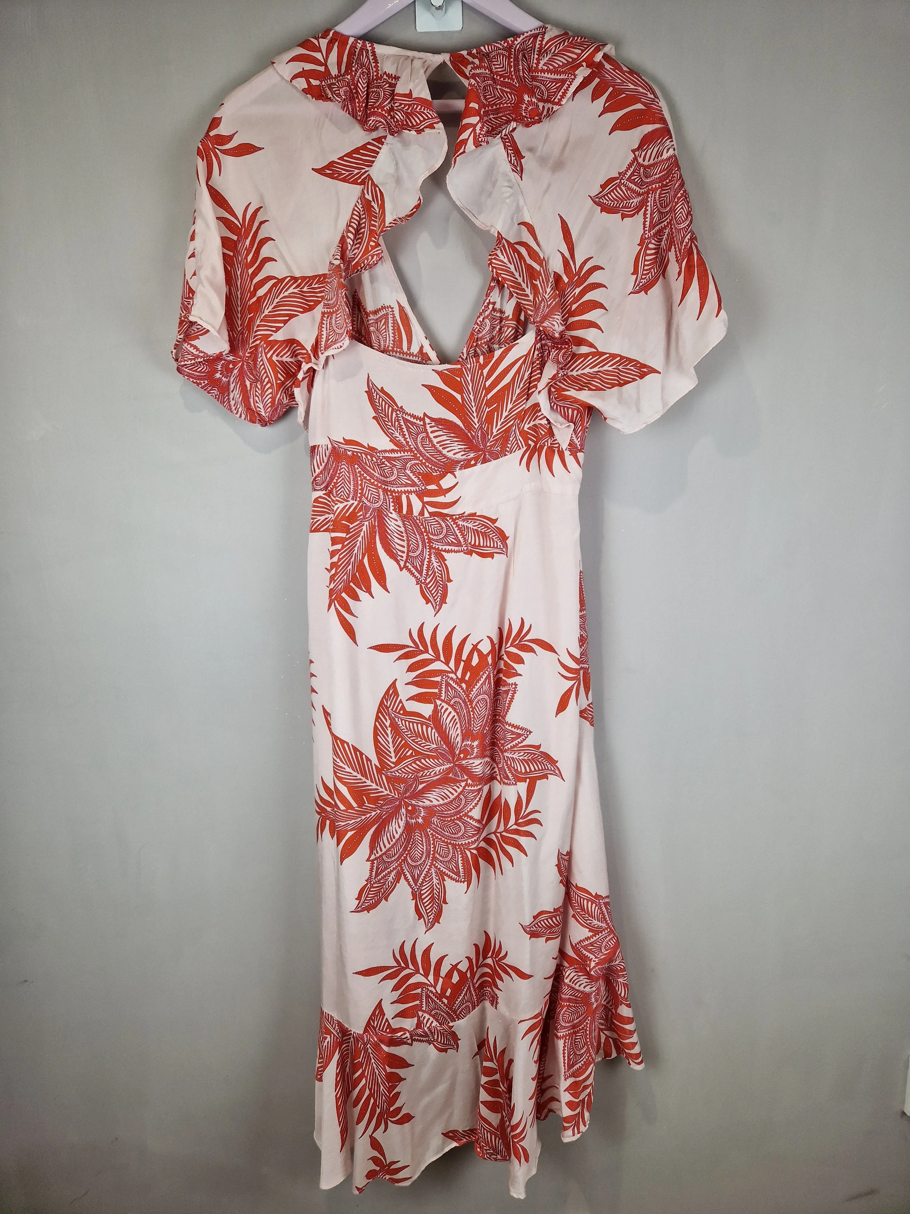 Whistles Palmyra print frill wrap dress - Size 12