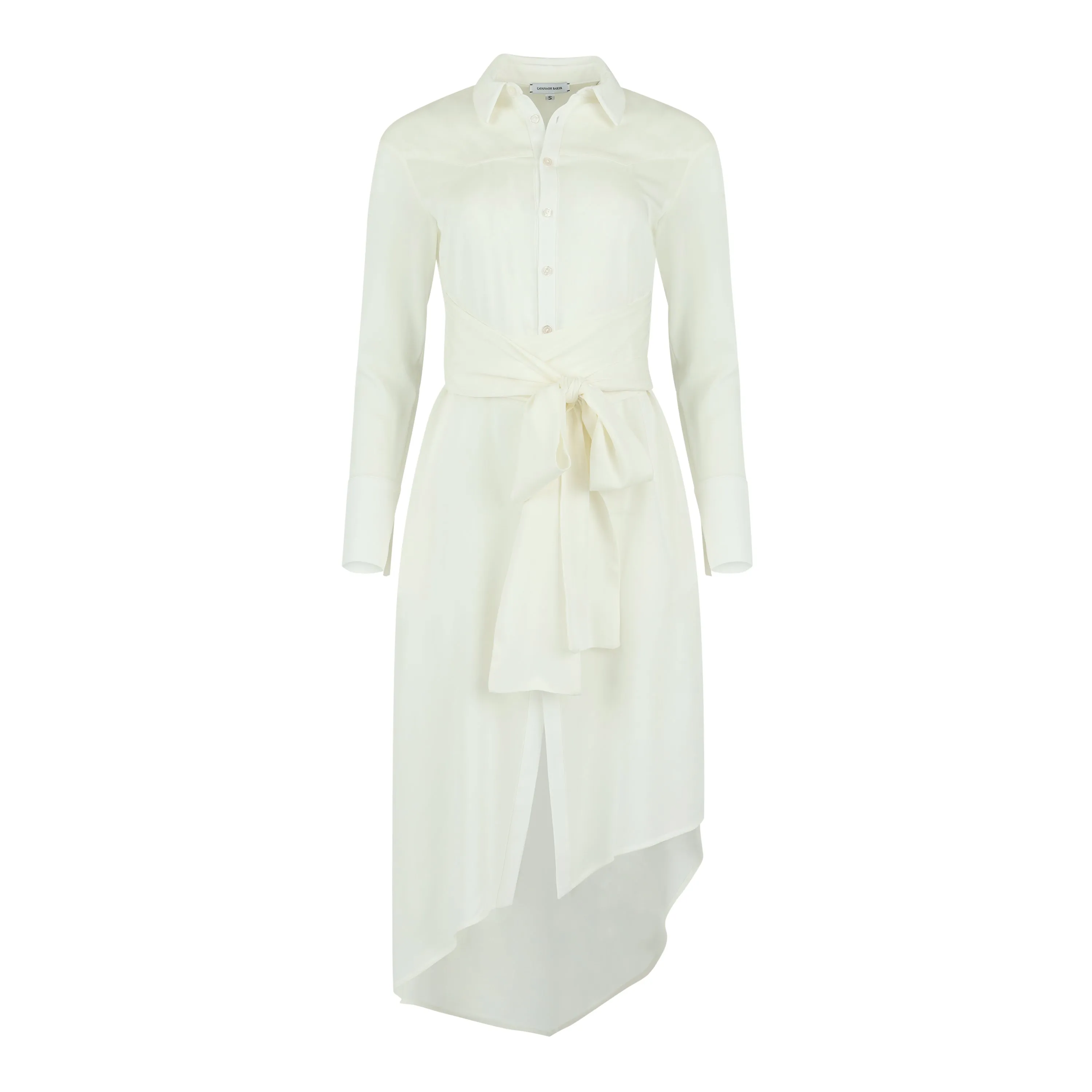 White Asymmetrical  Button Down Dress