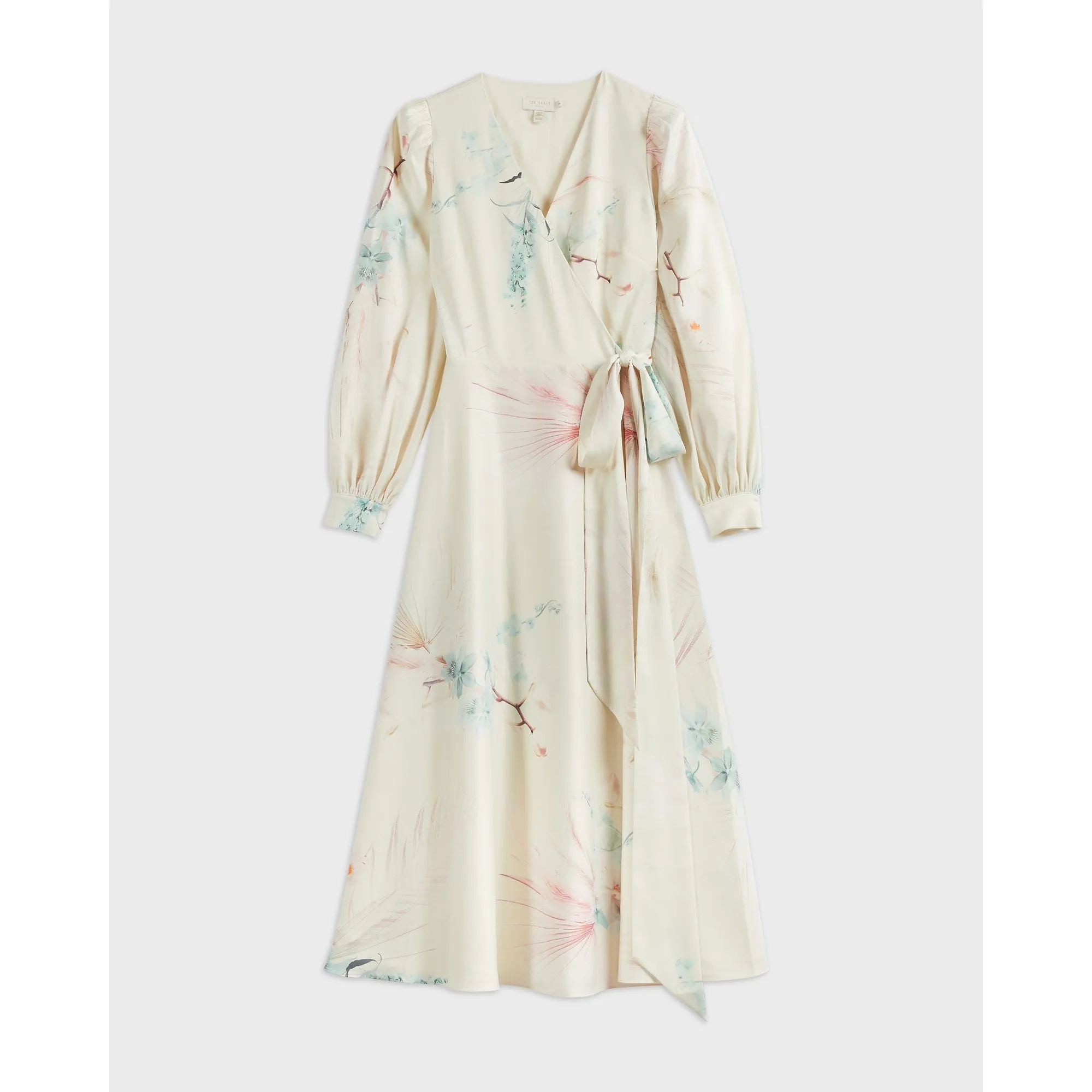 Women Wmd-Flosssi-Floral Wrap Long Sleeve Midi Dress - Natural