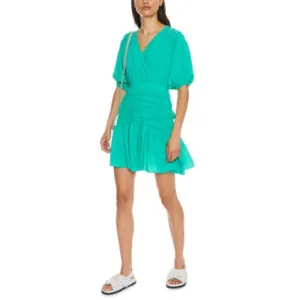 Women Wmd-Taluna-Smock Panel Wrap Mini Dress - Mid Green