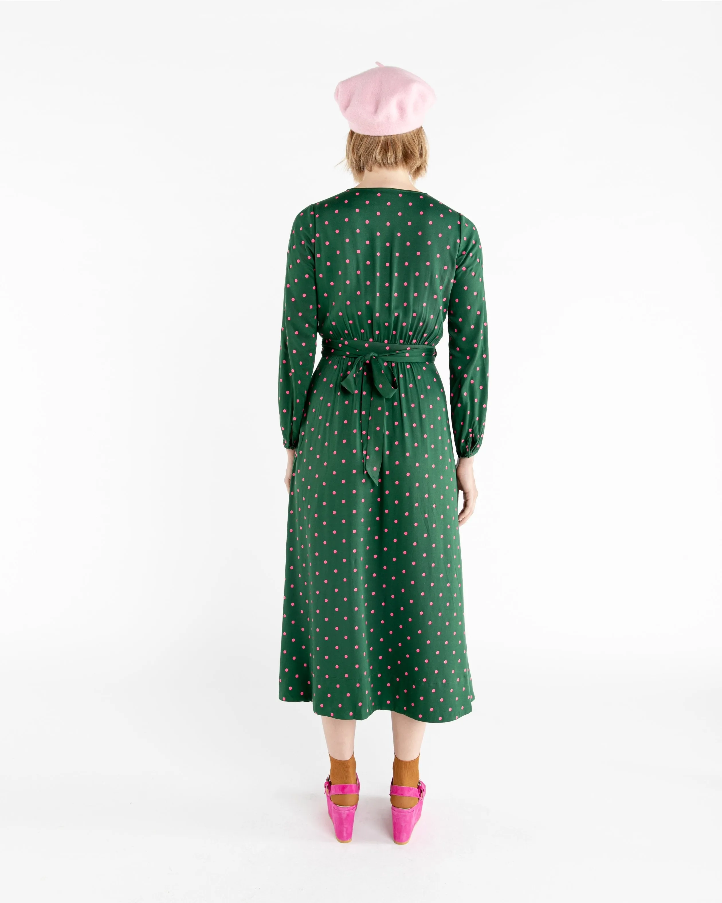 Wrap Dress - Evergreen Dot