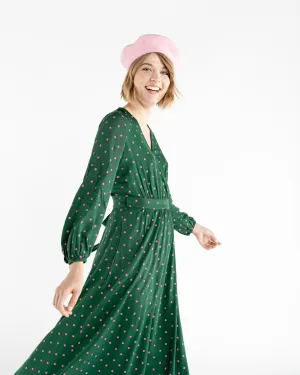 Wrap Dress - Evergreen Dot