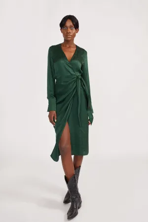 Wrap Dress in Forest Green