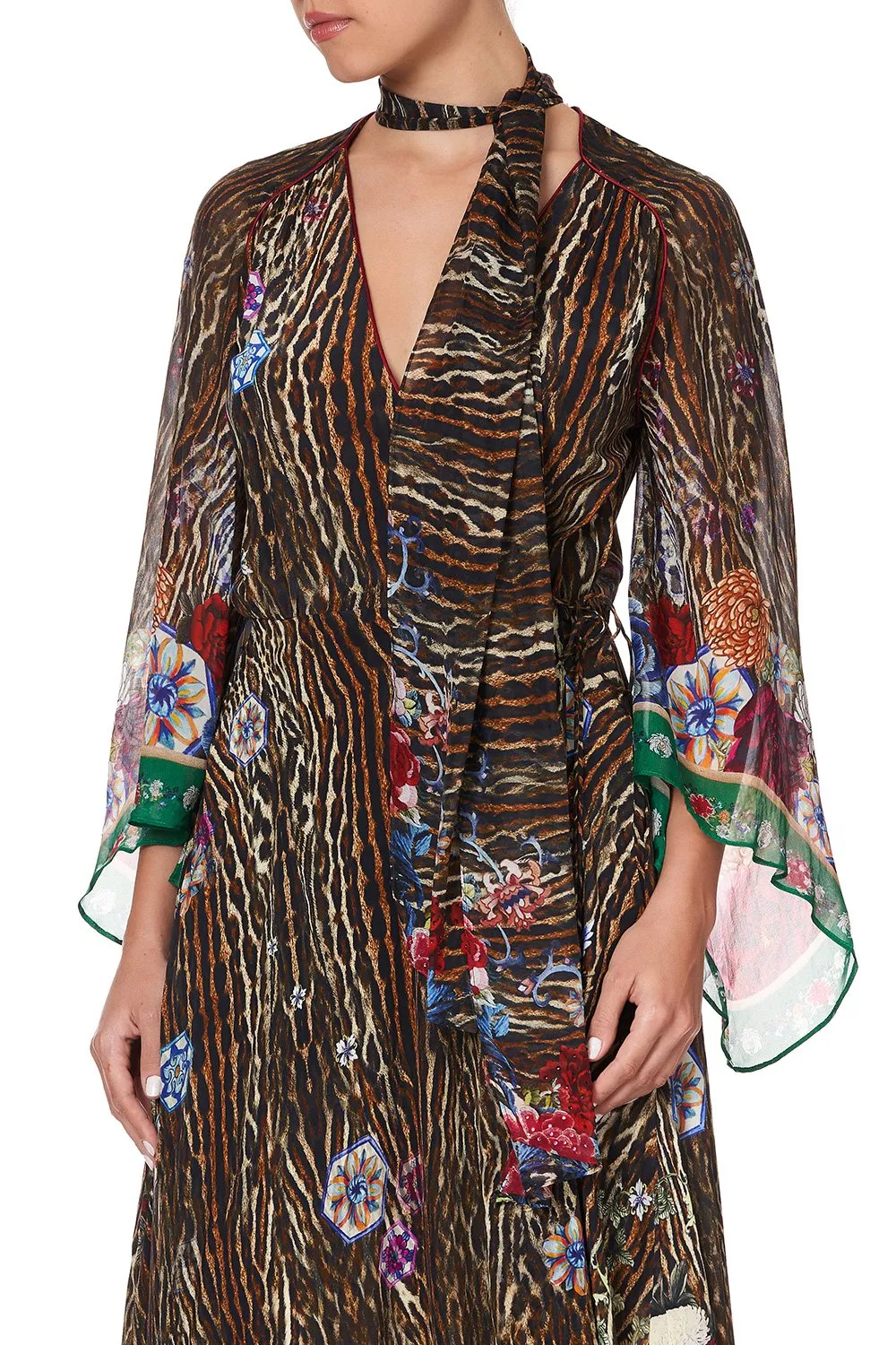 Wrap Dress W/ Neck Tie- Jewel Of Jupiter