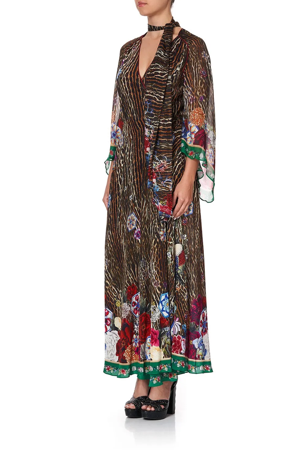 Wrap Dress W/ Neck Tie- Jewel Of Jupiter