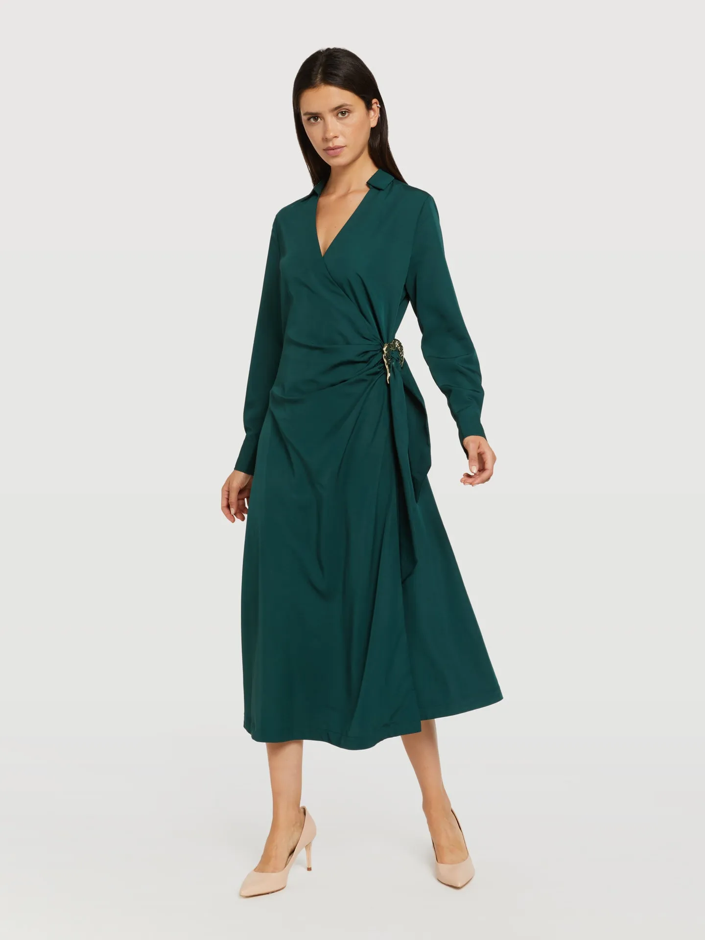 Wrap dress with buckle