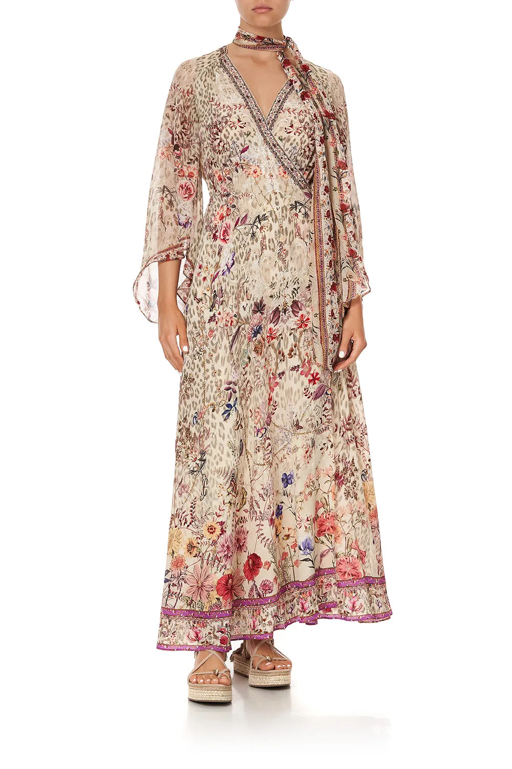 WRAP DRESS WITH NECK TIE DRIFTING DREAMER