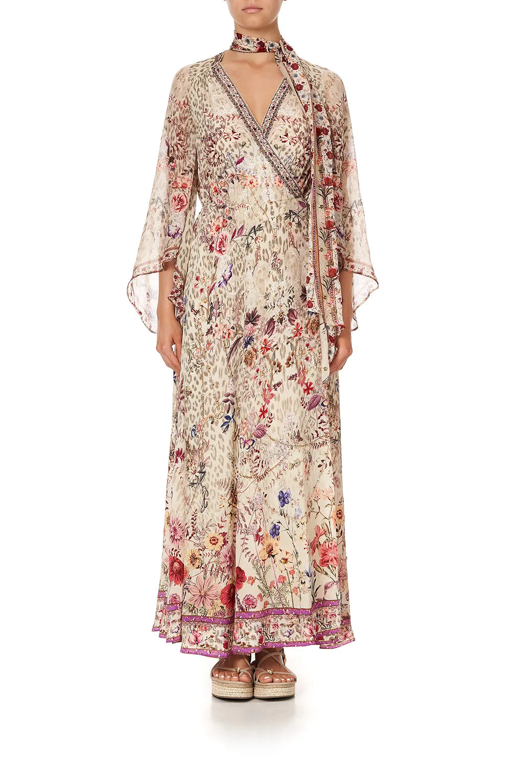 WRAP DRESS WITH NECK TIE DRIFTING DREAMER