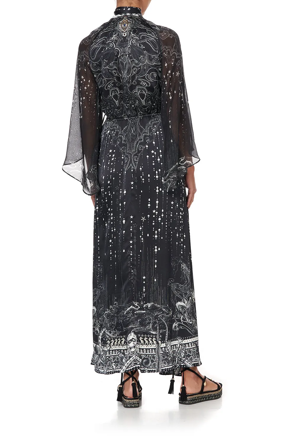 WRAP DRESS WITH NECK TIE MIDNIGHT PEARL