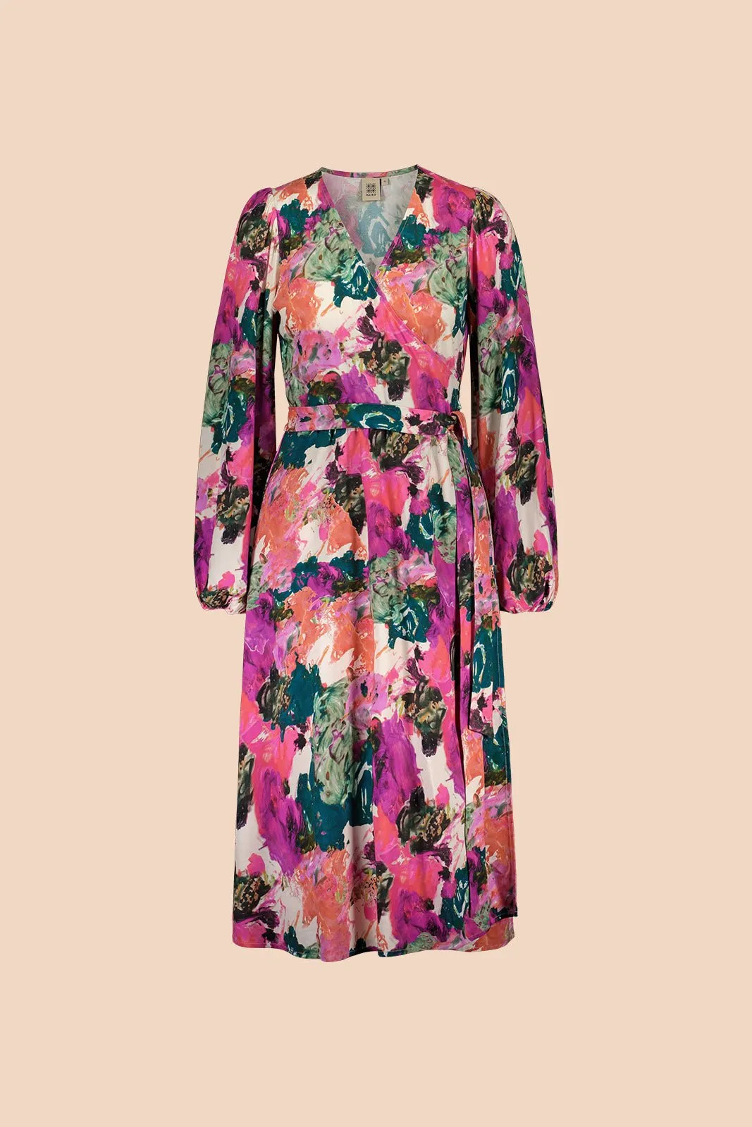 Wrap Midi Dress, Aquarelle