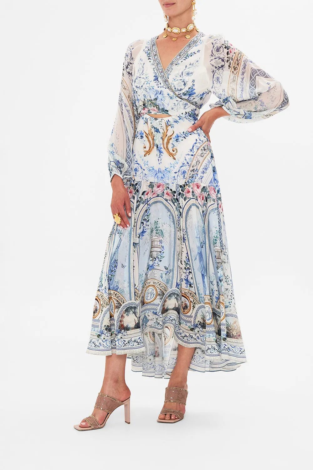 WRAP TIE DRESS WITH BLOUSON SLEEVE SEASON OF THE SIREN